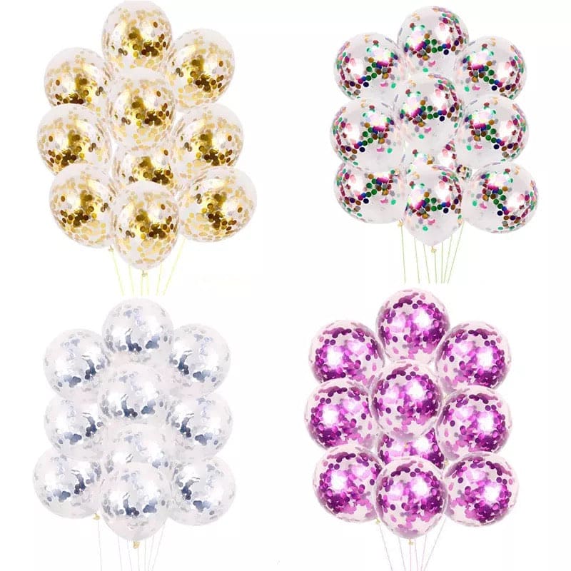 Set Of 5 Confetti Balloons, Decorative Confetti Balloons, Set Of 5 Confetti Balloons, Decorative Confetti Balloons,